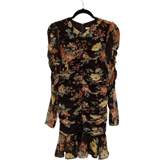 Veronica Beard Hedera Silk Mini Dress Oxblood Floral Print Size 4 - Picture 4 of 15